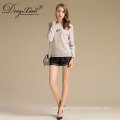 Cream Color Round Neck Short Style Ladies Handmade Knit Wool Sweater Patterns